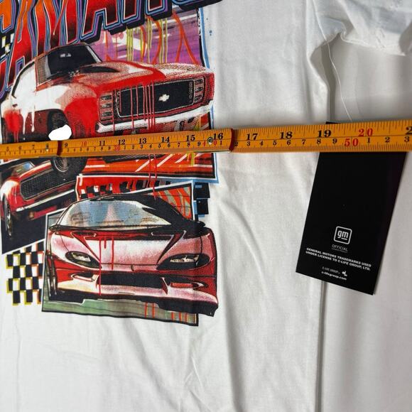 Chevy Camaro Graphic T-Shirt Men Medium White Muscle Car Racing GM Licensed NWT - Picture 4 of 7